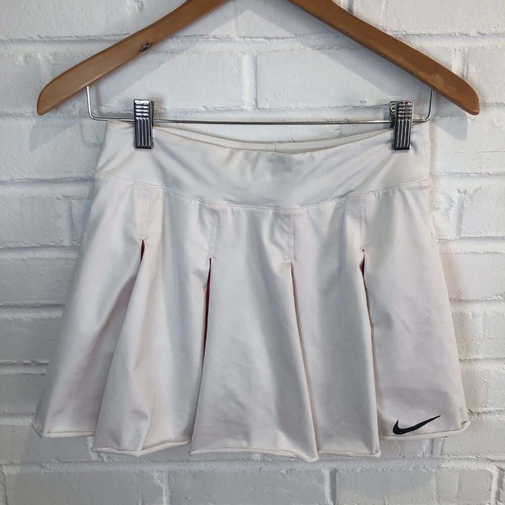 Nike Dri-Fit Advantage Court Mesh Pleated White Tennis Skirt Women's Small